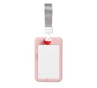 Woshuwo Porte-badge coulissant en plastique rigide en forme de cœur rouge sur fond rose clair pour carte de travail pour infirmières et bureau