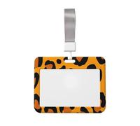 Woshuwo Porte-badge coulissant en plastique rigide imprimé léopard orange et jaune pour infirmières et bureau