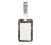 Woshuwo Porte-badge coulissant en plastique rigide imprimé zèbre marron et blanc pour cartes de travail pour infirmières et bureau