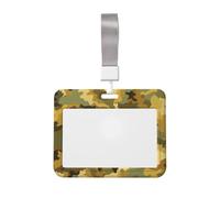 Woshuwo Porte-badge coulissant en plastique rigide motif camouflage vert et marron