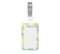 Woshuwo Porte-badge coulissant en plastique rigide pour badge d'identification ou de travail - Pour infirmières et bureau - Jaune pastel - Bleu