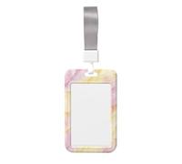 Woshuwo Porte-badge coulissant en plastique rigide pour badge d'identification ou de travail - Pour infirmières et bureaux - Jaune pastel et rose