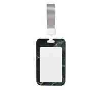Woshuwo Porte-badge coulissant en plastique rigide vert foncé avec texture marbrée veine dorée pour infirmières et bureau