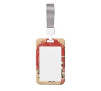 Woshuwo Porte-badge coulissant japonais rétro grenouille mangeant des ramen en plastique rigide pour cartes de travail pour infirmières et bureau