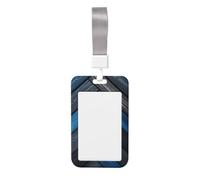 Woshuwo Porte-badge coulissant minimaliste en bois bleu et noir en plastique rigide pour cartes de travail, porte-nom pour infirmières et bureau