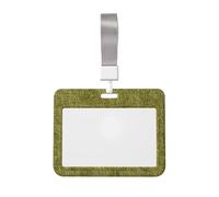 Woshuwo Porte-badge coulissant plat en plastique rigide avec texture en tissu tissé uni vert mousse pour cartes de travail, porte-nom, porte-nom pour infirmières, bureau