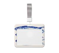 Woshuwo Porte-badge coulissant simple bleu et blanc pour 3 sardines en plastique dur pour cartes de travail, porte-nom, porte-nom pour infirmières et bureau