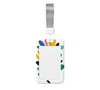Woshuwo Porte-badge coulissant simple en plastique rigide avec fleur abstraite avec feuilles vertes pour cartes de travail pour infirmières et bureau
