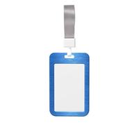 Woshuwo Porte-badge coulissant simple en plastique rigide avec texture bleue métallisée pour cartes de travail, porte-nom pour infirmières, bureau