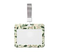 Woshuwo Porte-badge coulissant vert olive et rose poudré en plastique rigide pour cartes de travail, porte-nom pour infirmières, bureau