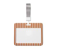 Woshuwo Porte-badge coulissant vertical en plastique rigide à rayures oranges et blanches pour cartes de travail pour infirmières et bureau