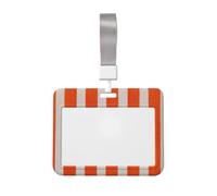 Woshuwo Porte-badge coulissant vertical en plastique rigide à rayures oranges et blanches pour cartes de travail pour infirmières et bureau