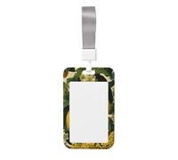 Woshuwo Porte-badge coulissant vintage en plastique rigide avec motif citrons jaunes avec feuilles vertes pour cartes de travail, porte-nom pour infirmières, bureau