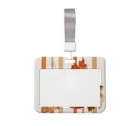 Woshuwo Porte-badge coulissant vintage orange citrouilles et feuilles d'automne en plastique rigide pour cartes de travail, porte-nom pour infirmières, bureau