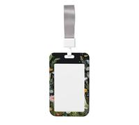 Woshuwo Porte-badge en plastique rigide avec deux fantômes mignons avec fleurs coulissantes pour cartes de travail pour infirmières et bureau