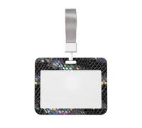 Woshuwo Porte-badge en plastique rigide avec imprimé peau de serpent holographique noir et argenté pour infirmières et bureau