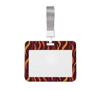 Woshuwo Porte-badge en plastique rigide avec lignes ondulées - Orange Jaune Rouge
