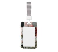 Woshuwo Porte-badge en plastique rigide avec marguerites brodées sur carreaux coulissants pour cartes de travail, porte-nom pour infirmières et bureau