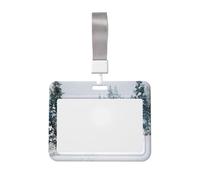 Woshuwo Porte-badge en plastique rigide avec motif forêt d'hiver blanche avec une maison coulissante pour infirmières et bureau