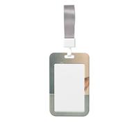 Woshuwo Porte-badge en plastique rigide avec panneau horizontal coulissant en forme de chat blanc