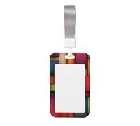 Woshuwo Porte-badge en plastique rigide avec planches de bois colorées abstraites pour cartes de travail pour infirmières et bureau