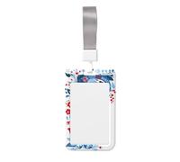 Woshuwo Porte-badge minimaliste en plastique rigide avec lettres F avec motifs floraux d'art populaire pour infirmières et bureau