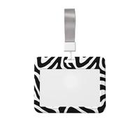 Woshuwo Porte-badge psychédélique noir et blanc en plastique rigide avec lignes abstraites ondulées pour cartes de travail, porte-nom, porte-nom pour infirmières, bureau