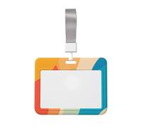 Woshuwo Porte-badge rétro abstrait dégradé de couleur coulissante en plastique dur pour cartes de travail pour infirmières bureau