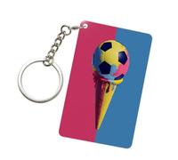 Woshuwo Porte-clés en forme de cône de glace abstrait en acrylique avec ballon de football pour homme et femme