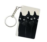 Woshuwo Porte-clés minimaliste en acrylique avec trois chats noirs pour voiture et femme