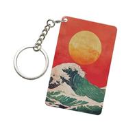 Woshuwo Porte-clés tendance en acrylique avec inscription « The Sun Rising Over Waves » pour homme et femme