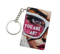 Woshuwo Porte-clés tendance en acrylique avec inscription « You Are Art Woman with Glasses Graffiti » pour homme et femme