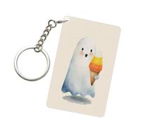 Woshuwo Porte-clés tendance en acrylique motif fantôme tenant un cône de glace pour homme et femme