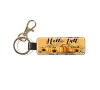 Woshuwo Porte-clés universel en cuir avec citrouilles et tournesols avec mots Hello Fall pour homme et femme