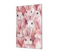 Woshuwo Preppy Impression sur toile Motif lapins de Pâques Rose 30 x 45 cm