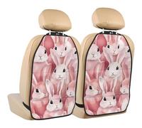 Woshuwo Preppy Lot de 2 protections esthétiques pour siège de voiture Motif lapins de Pâques avec poches de rangement pour protéger de la saleté, de la boue et des rayures Rose