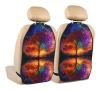 Woshuwo Rainbow Tree of Life Lot de 2 protections de siège de voiture avec poches de rangement pour protéger de la saleté, de la boue et des rayures