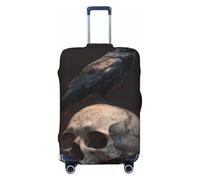 Woshuwo Raven On Old Skull Dark Fantasy Housse de bagage de voyage élastique anti-poussière et anti-rayures pour valise de 55,9 à 61 cm