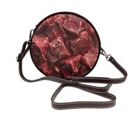Woshuwo Raw Meat Sac à bandoulière rond en cuir pour femme