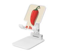 Woshuwo Red Chili Pepper I'M Hot Support de téléphone portable esthétique pliable Angle réglable Hauteur de bureau Portable Support de téléphone portable Compatible avec tous les smartphones Blanc