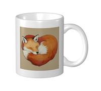 Woshuwo Red Fox Curled Up in A Heart Shape Tasse à café élégante en forme de cœur Tasse à eau pour la maison ou le bureau 325 ml