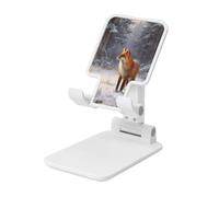 Woshuwo Red Fox In A Quiet Snowy Forest Support pliable pour téléphone portable à angle réglable en hauteur Compatible avec tous les smartphones Blanc