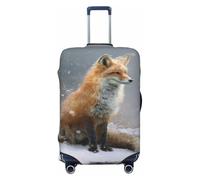 Woshuwo Red Fox Sits by The River Housse de bagage de voyage élastique anti-poussière et résistante aux rayures pour valises de 55,9 à 61 cm