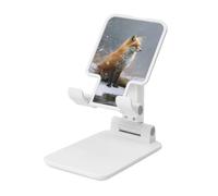 Woshuwo Red Fox Sits By The River Support pliable pour téléphone portable à angle réglable en hauteur Compatible avec tous les smartphones Blanc