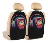 Woshuwo Relaxed Monkey Lot de 2 tapis de protection pour dossier de siège de voiture avec poches de rangement pour protéger de la saleté, de la boue et des rayures