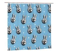 Woshuwo Rideau de douche Mains faisant le symbole de la paix | Rideaux de salle de bain imperméables et lavables en polyester avec 12 crochets 183 x 183 cm