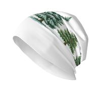 Woshuwo Row of Christmas Trees Aquarelle Bonnet unisexe tricoté chaud et souple Tête de mort Noir