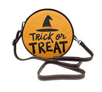 Woshuwo Sac à bandoulière rond en cuir avec chapeau de sorcière pour femme