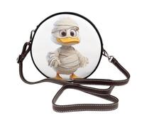 Woshuwo Sac à bandoulière rond en cuir avec motif canard habillé comme une maman