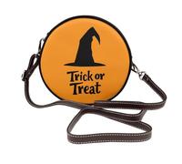 Woshuwo Sac à bandoulière rond en cuir avec silhouette de chapeau de sorcière pour femme